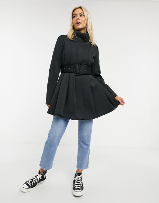 Skater Tailored Coat in Black