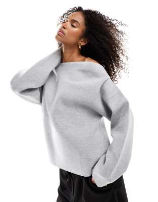 scuba slash neck long sleeve sweatshirt in gray