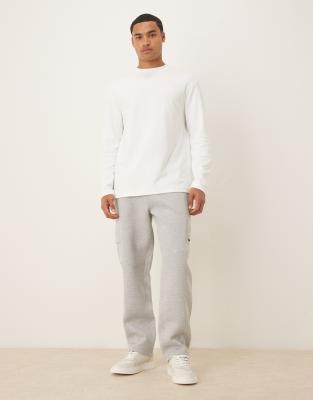 Asos Design Scuba Straight Leg Cargo Sweatpants In Gray