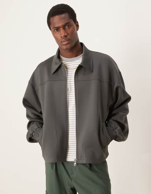 ASOS DESIGN scuba-style fabric jacket in gray