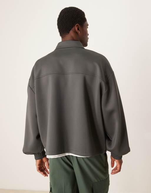 ASOS DESIGN scuba-style fabric jacket in gray