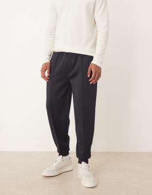 Asos Design Scuba-style Fabric Tapered Sweatpants In Blue
