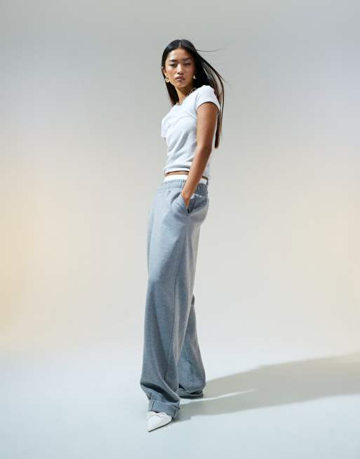 ASOS DESIGN scuba-style fabric turn back hem pants in charcoal heather, 4 of 5