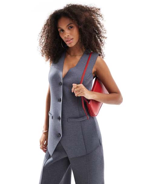 ASOS DESIGN scuba-style fabric vest in gray - part of a set - view 1