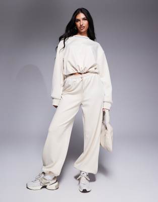 Asos Design Scuba Sweatpants With Bungee Cord In Ecru-white