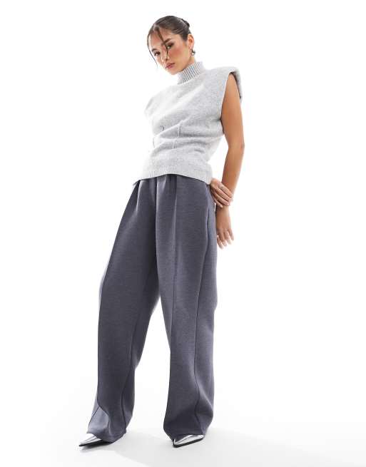 ASOS DESIGN scuba tailored trouser in charcoal marl - CHARCOAL