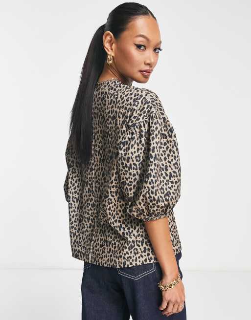 Leopard balloon sleeve outlet sweater