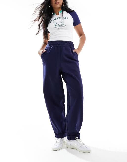 ASOS DESIGN scuba turn back hem sweatpants in navy
