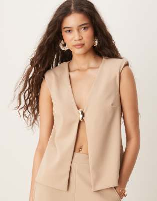 Asos Design Scuba Vest With Gold Tone Trim Closure
