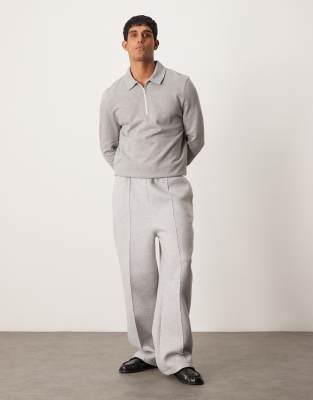 Asos Design Scuba Wide Leg Sweatpants With Pintuck In Gray