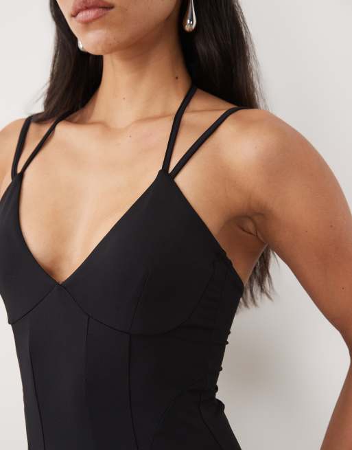 ASOS DESIGN sculpt bodysuit in black, 3 of 4