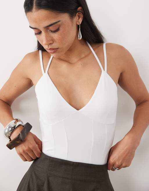 ASOS DESIGN sculpt bodysuit in ecru, 2 of 4