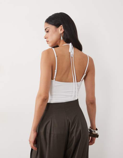 ASOS DESIGN sculpt bodysuit in ecru, 4 of 4