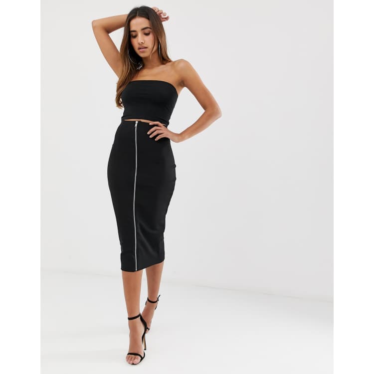 ASOS DESIGN sculpt high waist pencil skirt with zip front