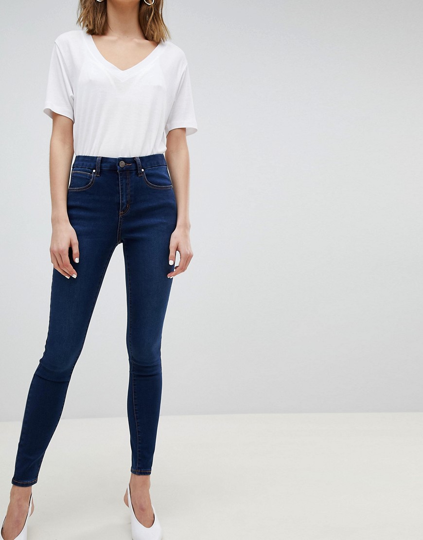 Asos Design Sculpt Me High Waisted Premium Jeans In Rushmore Blue In White