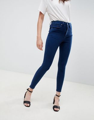 ASOS DESIGN – Sculpt me – Hochwertige Jeans mit hohem Bund in Flat-Blau