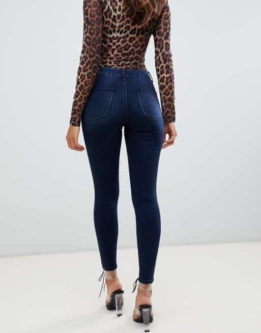 ASOS DESIGN - 'Sculpt me' premium jeans met hoge taille in donkerblauwe wassing, 2 van 4