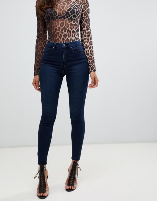 ASOS DESIGN - 'Sculpt me' premium jeans met hoge taille in donkerblauwe wassing, 4 van 4