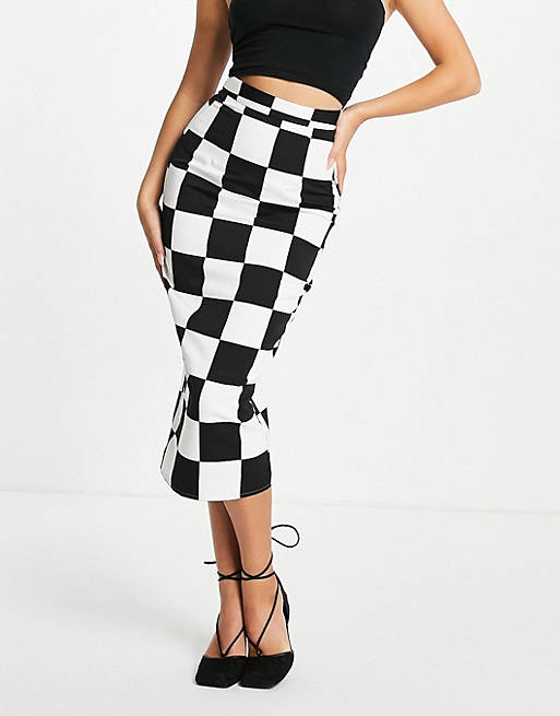 Skirts sculpt midaxi skirt in oversized checkerboard print 