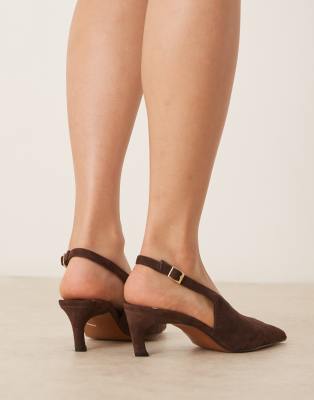 Asos Design Sculpt Premium Slingback Mid Heel Shoes