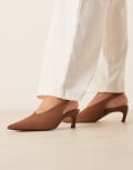 [ASOS DESIGN] ASOS DESIGN Sculpt slingback mid heel shoes in camel suede-Brown 37 Camel suede