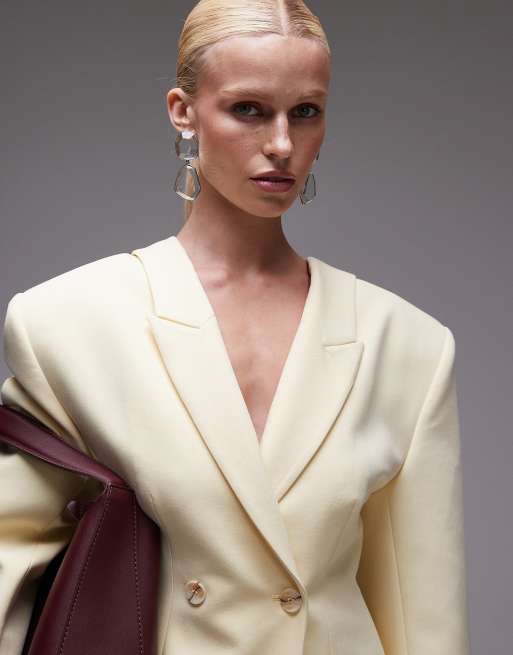 ASOS DESIGN sculpted blazer dress in buttermilk