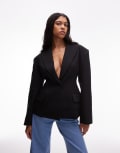 [ASOS DESIGN] ASOS DESIGN sculpted cinch waist blazer in black 12 BLACK