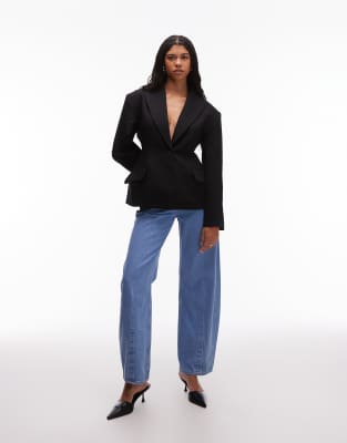 Asos Design Sculpted Cinch Waist Blazer In Black