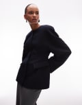[ASOS DESIGN] ASOS DESIGN sculpted collarless blazer in navy 8 NAVY
