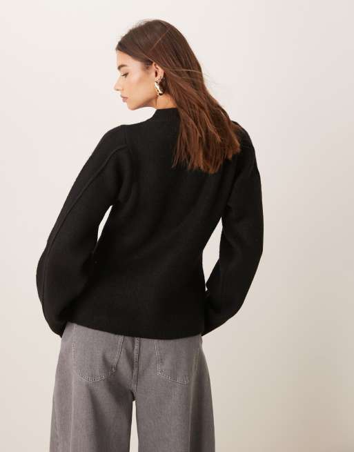 ASOS DESIGN sculpted crew neck cardigan in black, 3 of 4