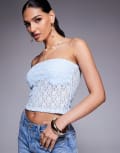 [ASOS DESIGN] ASOS DESIGN sculpted lace bandeau top in light blue S Light blue