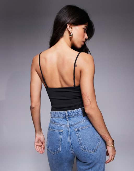 ASOS DESIGN sculpting cropped cami top in black