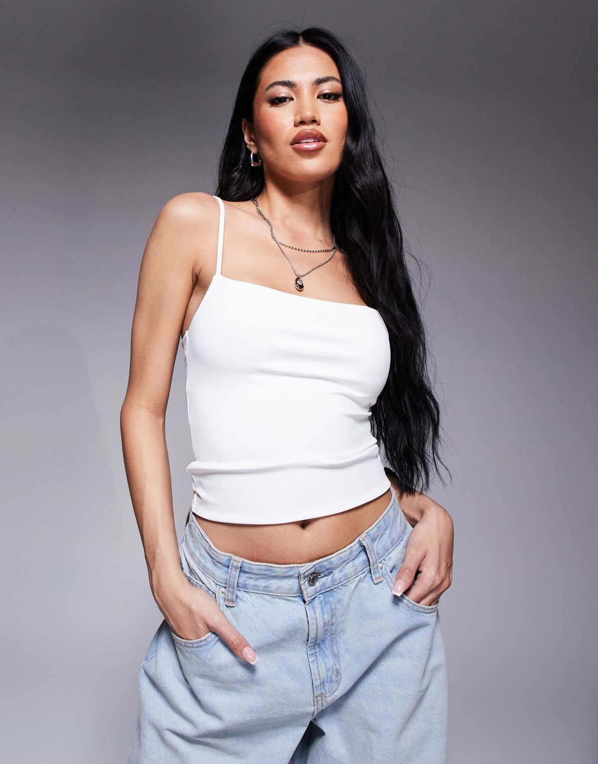 ASOS DESIGN sculpting cropped cami top in white