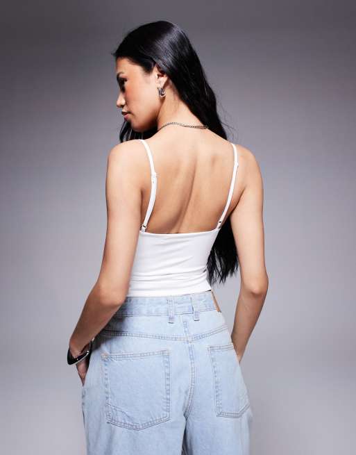 ASOS DESIGN Sculpting cropped cami top in white, 3 of 4