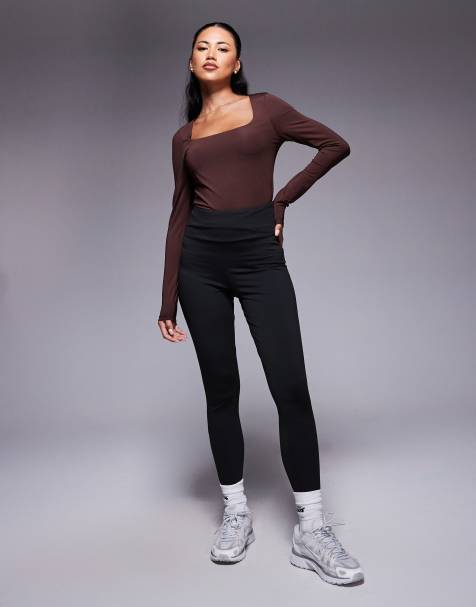 ASOS DESIGN sculpting deep waistband leggings in black - view 1