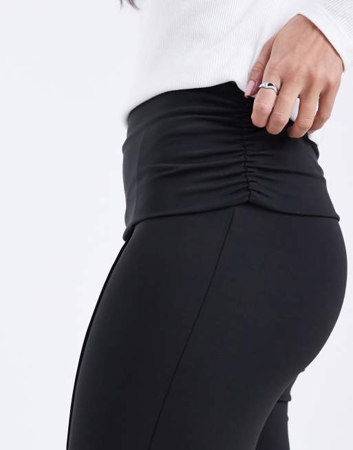 ASOS DESIGN sculpting fold over waist flare pants in black, 5 of 5