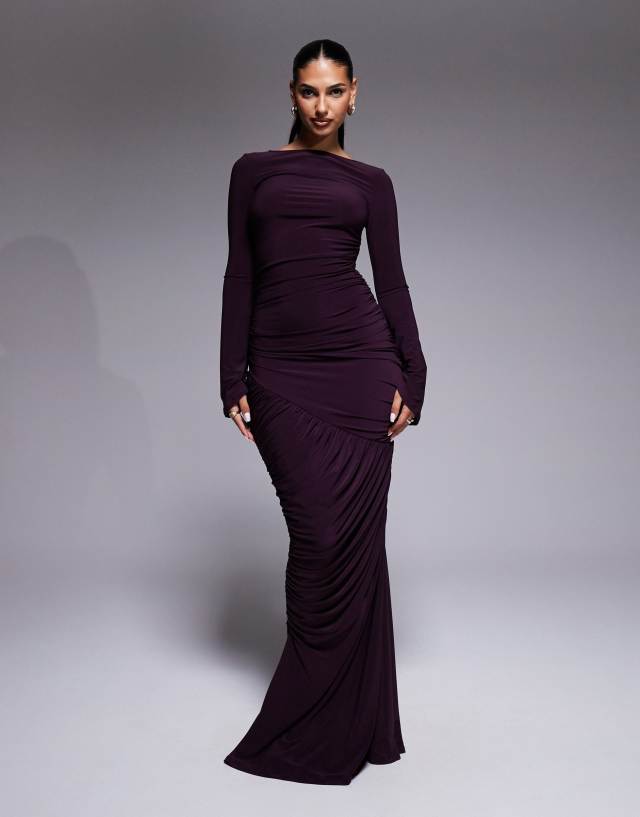 plum and grey dress ASOS Design - Maxi - Women - Polyester/Spandex - 4 US Elevate your ensemble with