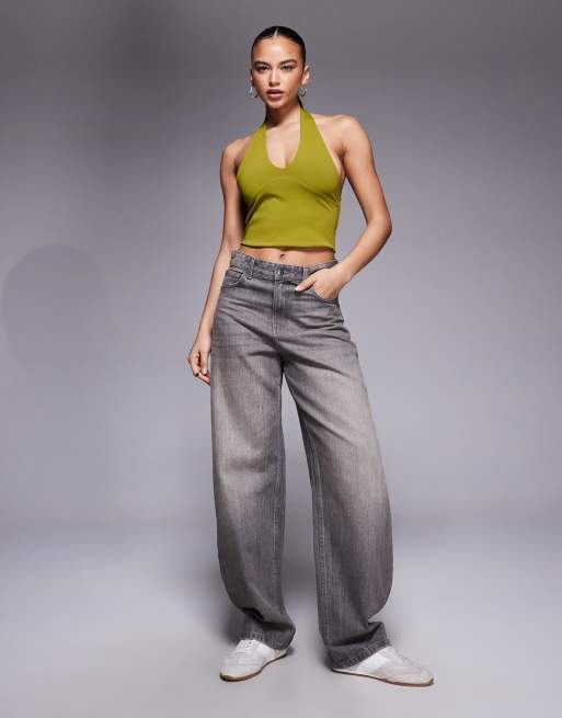 ASOS DESIGN sculpting halter neck top in green, 4 of 4