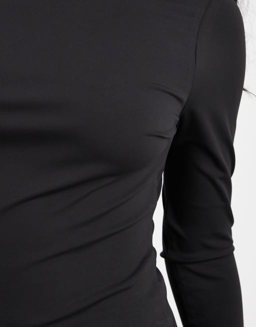 ASOS DESIGN Sculpting high neck long sleeve top in black , 4 of 4