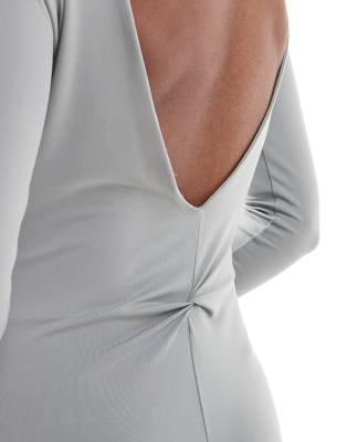 asos jersey maxi dress ASOS DESIGN textured jersey wrap scarf detail maxi dress in stone