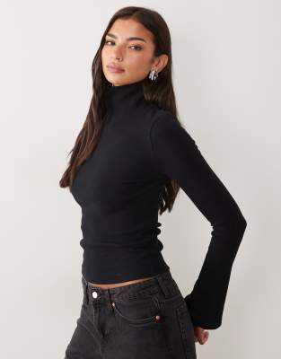 ASOS DESIGN sculpting  long sleeve high neck top in black | ASOS