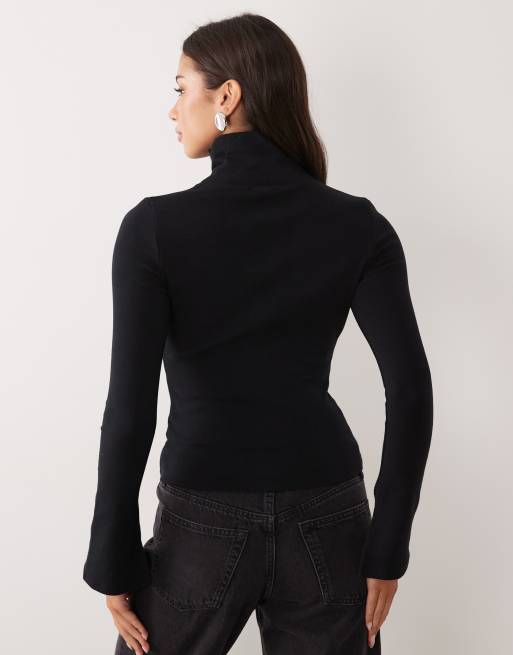ASOS DESIGN sculpting  long sleeve high neck top in black, 4 of 4