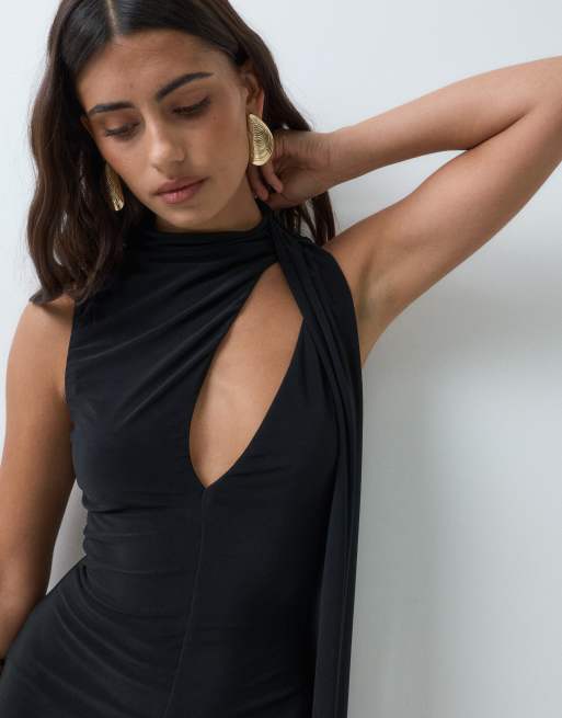ASOS DESIGN sculpting maxi dress with scarf detail in black, 2 of 5