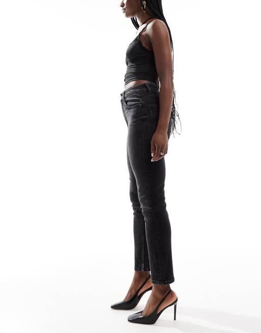 ASOS DESIGN sculpting slim fit comfort mom jean in washed black