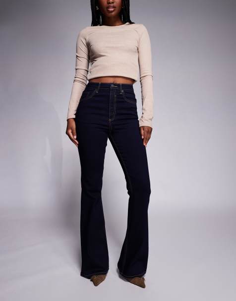 ASOS DESIGN sculpting super stretch flare jeans in rinse