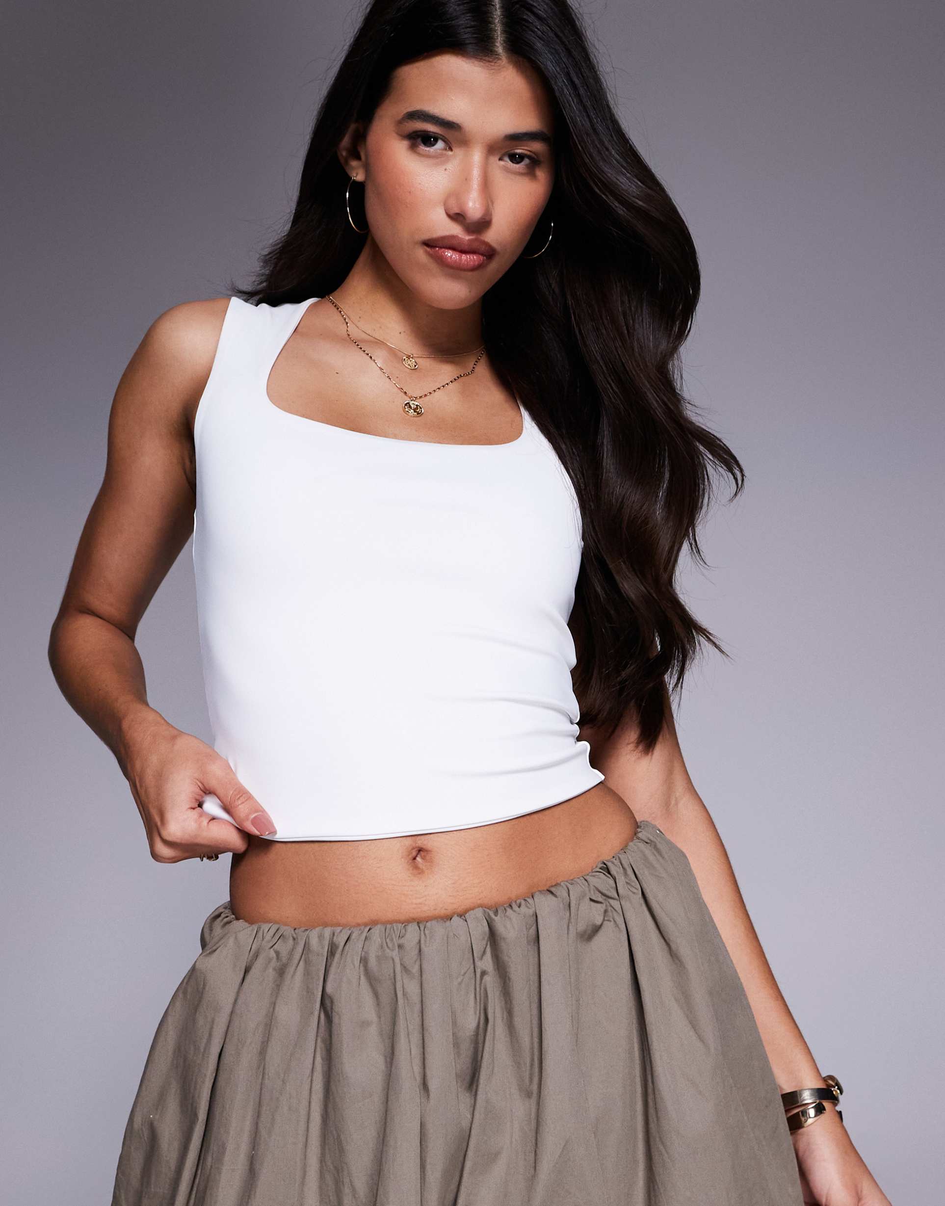 asos design sculpting wide strap tank top in white