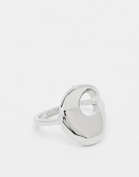 ASOS DESIGN sculptural ring in silver tone - view 1