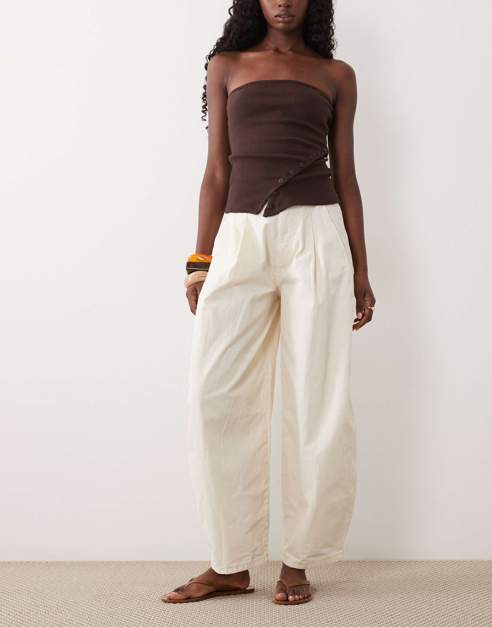 asos design seam detail balloon pants in stone