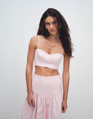ASOS DESIGN seam detail bralet co ord in dusty pink