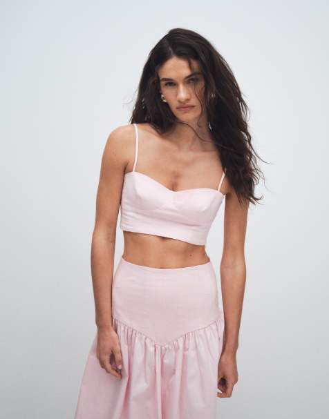 ASOS DESIGN seam detail bralet co ord in dusty pink